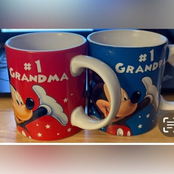 Mug Set Disney Jerry Leigh #1 Grandma & Grandpa Ceramic Coffee Mickey & Friends - Picture 12 of 12